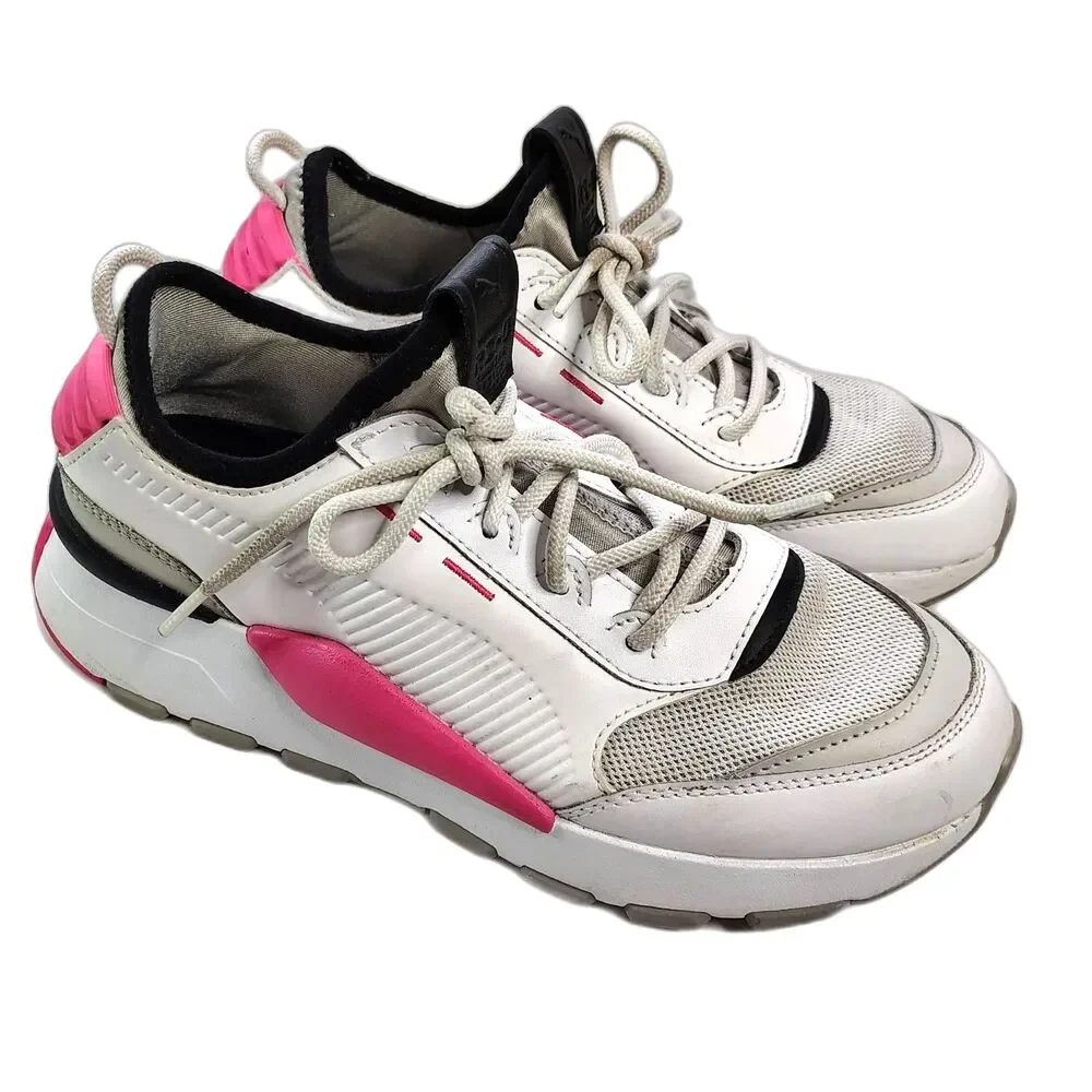 PUMA RS-O System 5.5C Girls Sneakers White-Gray Violet-Pink Athletic Shoes